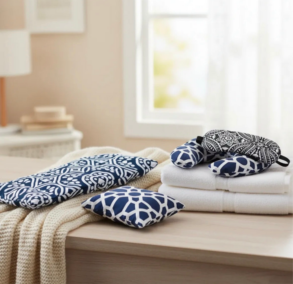 set de compresas térmicas con semillas naturales para calor o frío