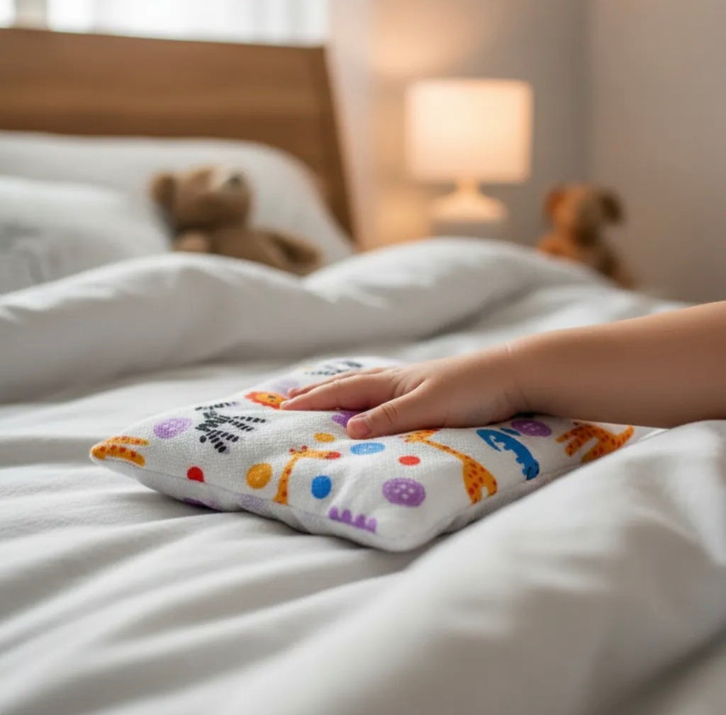 compresa térmica infantil chica con funda lavable y semillas naturales