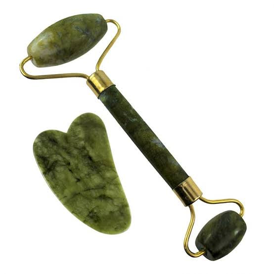 kit facial de gua sha y rodillo de jade para masaje facial